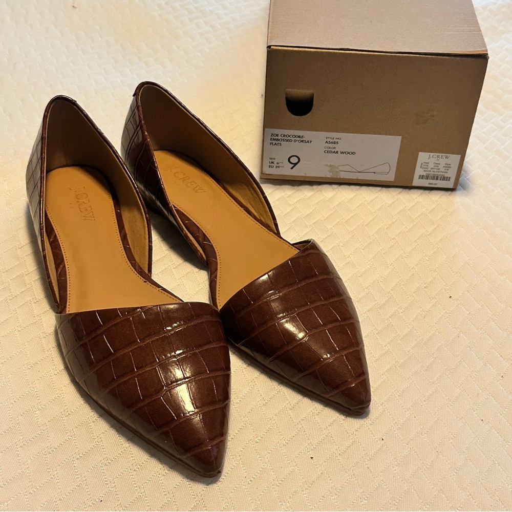 J. Crew Brown Leather Flats with Sleek Silhouette